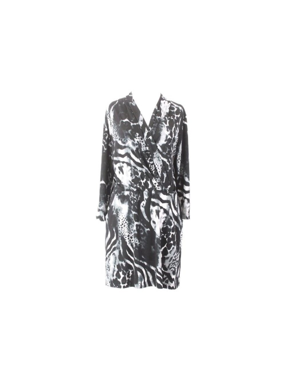 Chicos Dress Sz 1 Black White Animal Print Pockets Polyester Spandex Dress - Picture 1 of 11